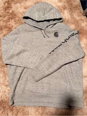 Carhartt Heather Gray Pullover Hoodie with Logo Sleeve